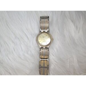 Vintage OMAX Crystal Watch Gold Tone Ceramic Coated WaterProof - Needs Battery